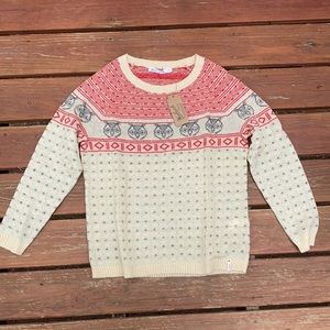 Woolrich Sweater New with Tags Size Large Red, Cream, Blue, Grey